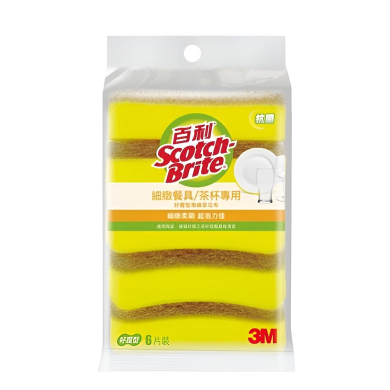 3M 百利細緻餐具/茶杯專用海綿菜瓜布(6片 / 好握型)[大買家]