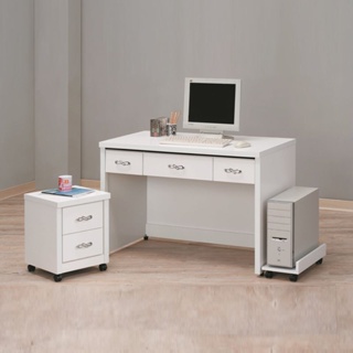 【YA640-3】白色3.8尺書桌(全組)(含活動櫃主機架) (東部及桃園以南區域另詢運費)