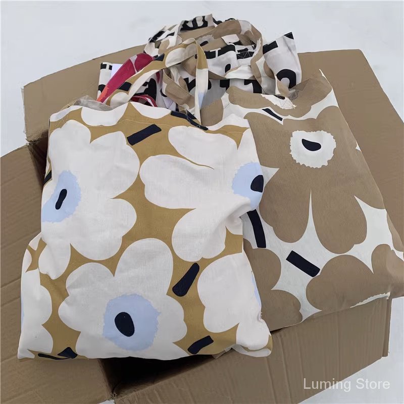 芬蘭Marimekko手提包購物袋 棉單肩手提大容量帆布包 藝文北歐風格