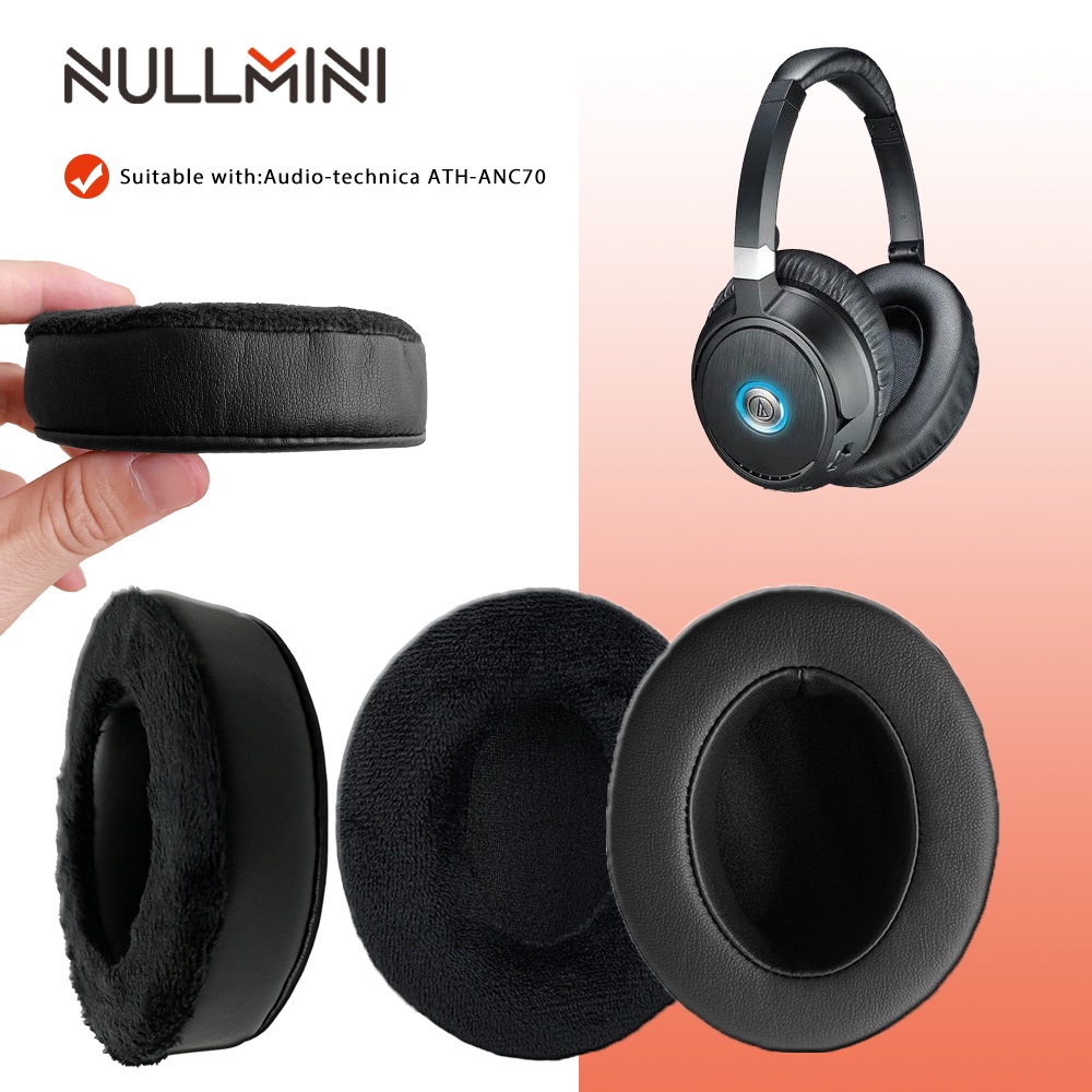 Nullmini 替換天鵝絨耳墊適用於鐵三角 ATH-ANC70 耳機加厚記憶海綿耳罩套耳機