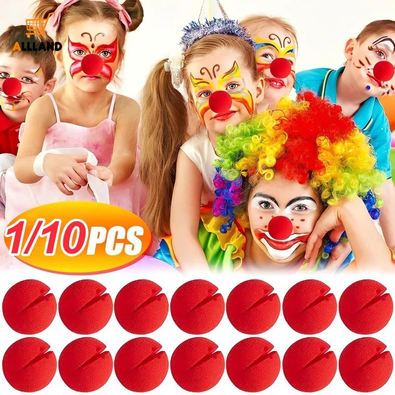 1/10 件紅色小丑鼻子/DIY 角色扮演萬聖節服裝道具/泡沫海綿鼻子派對裝扮表演裝飾