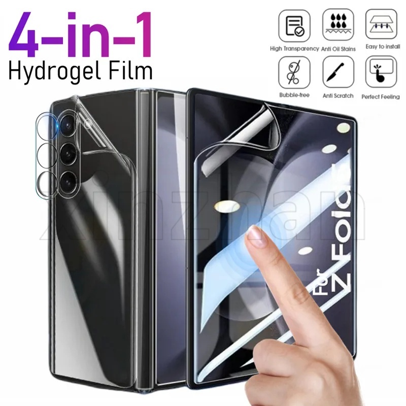 SAMSUNG 4 合 1 水凝膠膜 / 防刮外屏膜兼容三星 Galaxy Z Fold 5 / 相機鏡頭鋼化玻璃 /