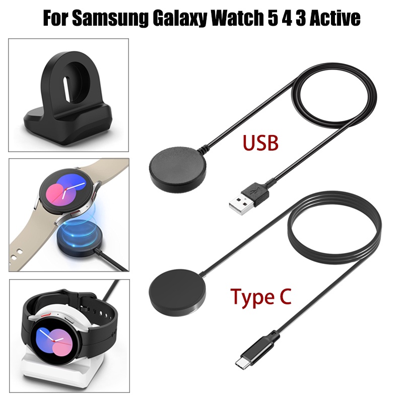 SAMSUNG 充電器電纜 C 型 USB 充電座適用於三星 Galaxy Watch 3 4 5 pro Active