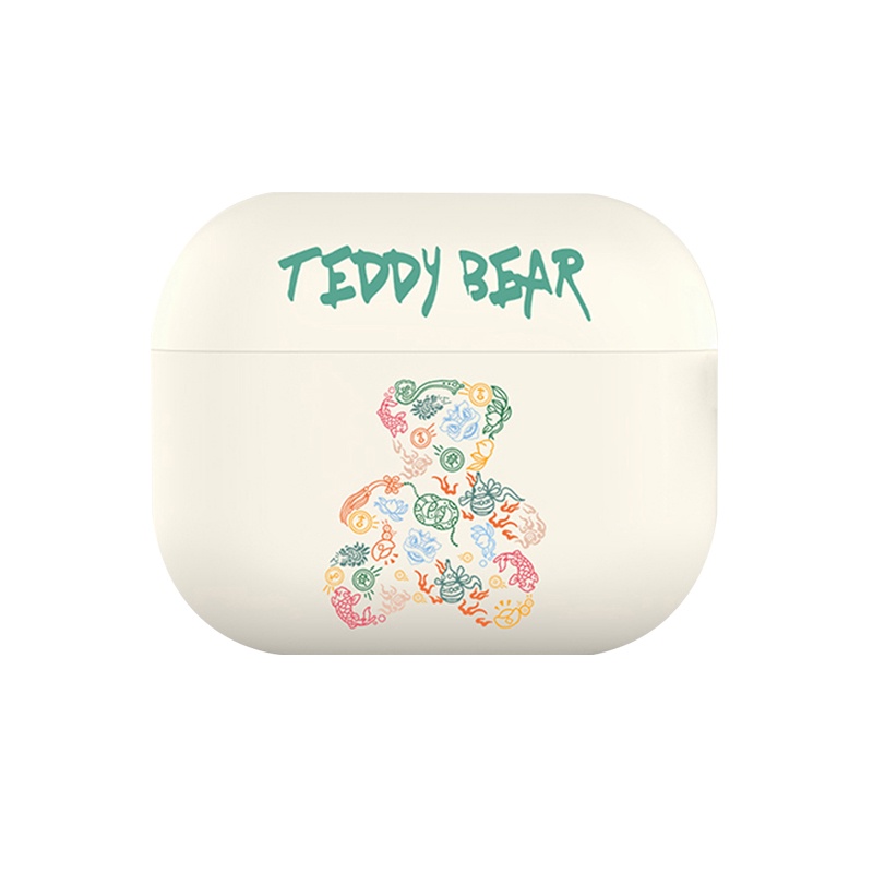可愛塗鴉泰迪小熊適用airpods蘋果耳機套pro耳機殼二代ipod磨砂軟