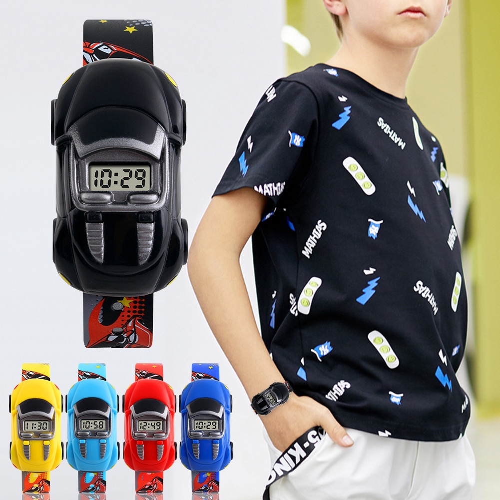 兒童手錶可愛紙盒汽車設計兒童電子玩具手錶男孩創新聖誕節