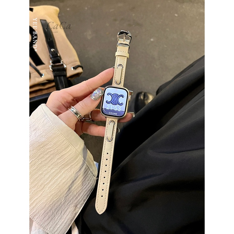 Apple Watch 細版皮質錶帶 女士錶帶 小眾皮質錶帶S8 S6 S7 SE 41mm 40mm 44mm 45