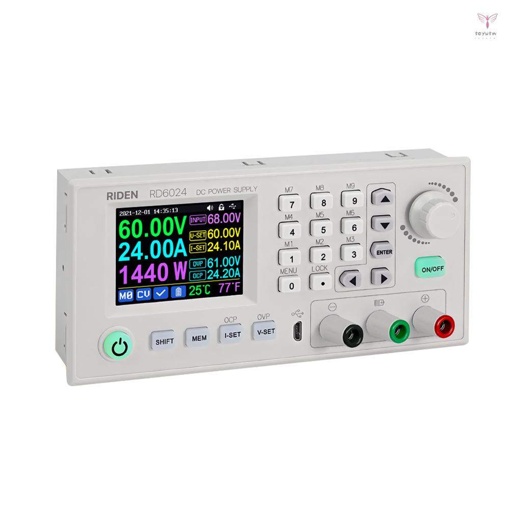 RD6024 24A 12V 36V 48V 60V可調降壓數字恆壓電流電源2.4英寸彩色顯示屏數據存儲PC軟件控制多功