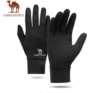 CAMEL SPORTS駱駝 冬季女士男士保暖手套 觸控防寒防水摩托車騎行戶外運動抓絨手套