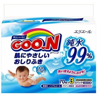 ｜ NATKIT 歡購慶 ｜ 限時特價→95=日本【大王 GOO.N】 純水99%濕紙巾 70抽*3包裝