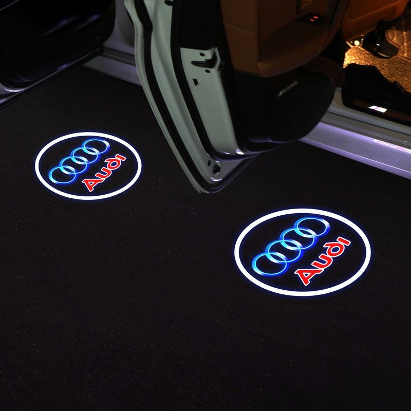 奧迪車門投影燈，適用於A6L、A4、A7、Q5、Q3、Q7、A5、A8等車款，可呈現出炫酷的雷射效果和氛圍燈光