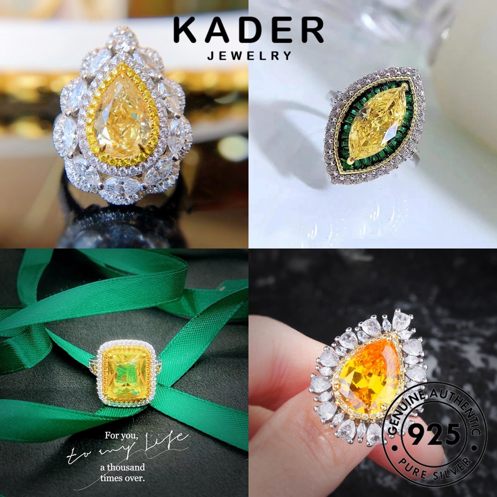 Kader Jewelry 女士祖母綠銀奢華 925 原裝藍寶石紅寶石首飾戒指黃水晶 M106