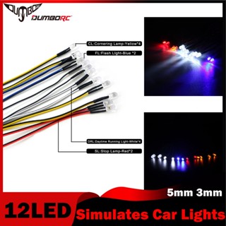 Dumborc 12LED 5mm 3mm 模擬車燈燈組相容 X6DC 接收器,用於公路車坦克模型玩具遙控器上的 RC