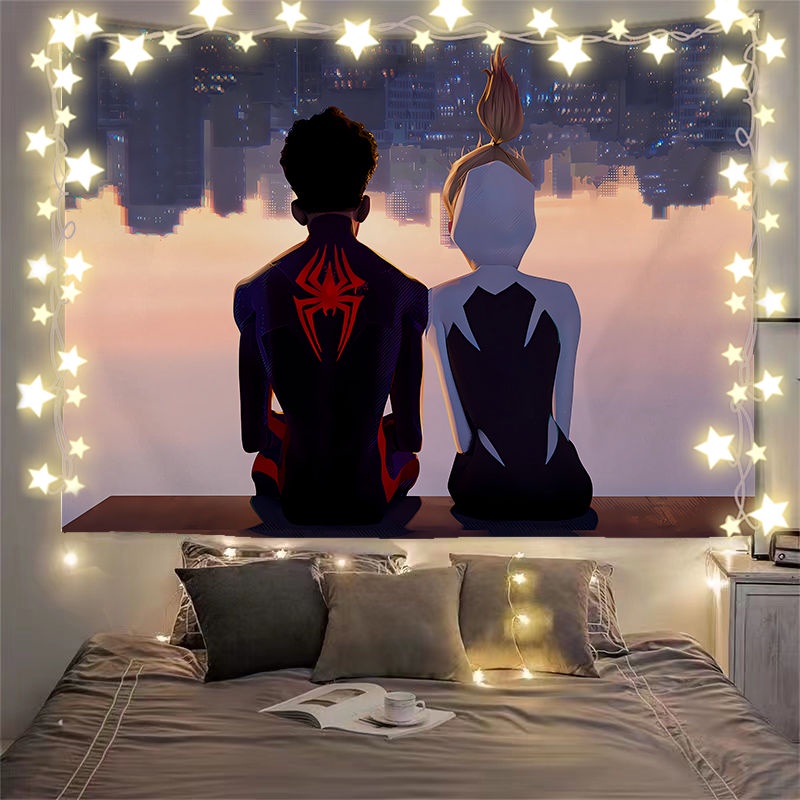 新款熱銷蜘蛛俠漫威背景布系列學生宿舍出租屋牆布掛布裝飾床頭佈置掛毯
