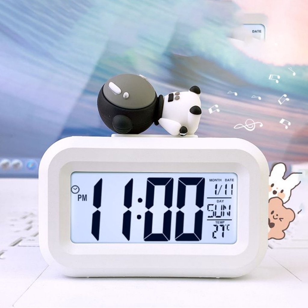 【EPAY】迷你電子鐘LED屏桌面可愛卡通鬧鐘數據時間日曆溫度時鐘
