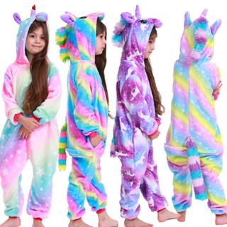 Kigurumi Unicorn Stitch 皮卡丘恐龍蜘蛛俠老虎連體衣兒童兒童動物連身衣女孩男孩角色扮演睡衣服裝