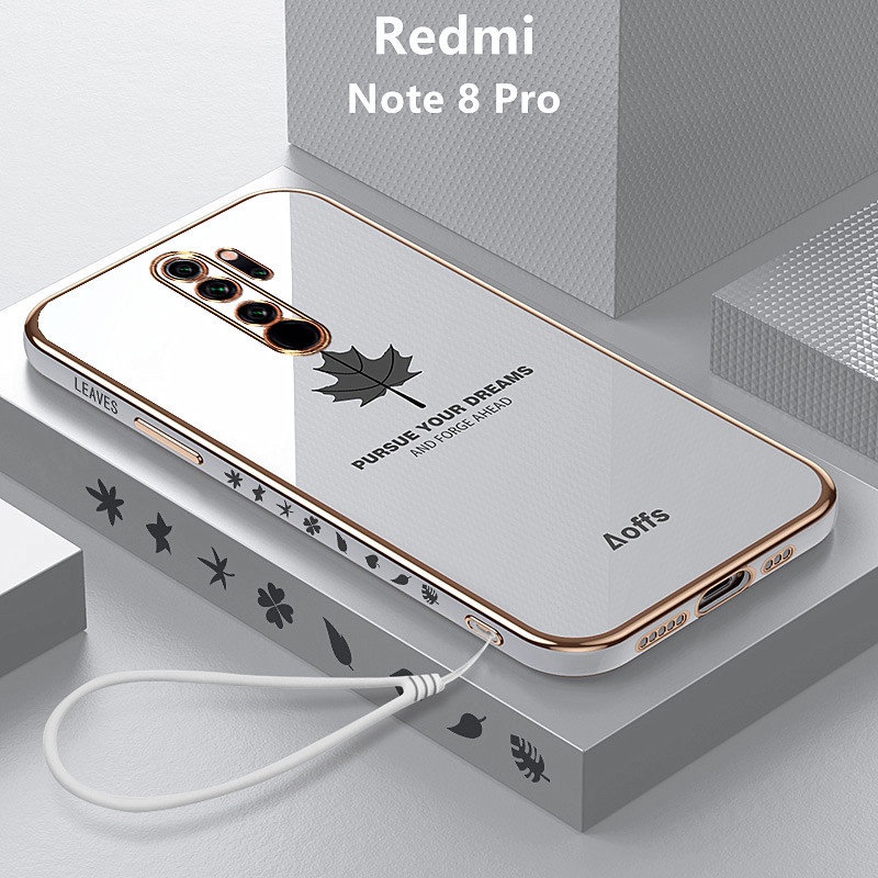 外殼 Redmi Note 8 Pro 外殼電鍍蓋楓葉軟 TPU 手機殼 Redmi Note 8 Pro