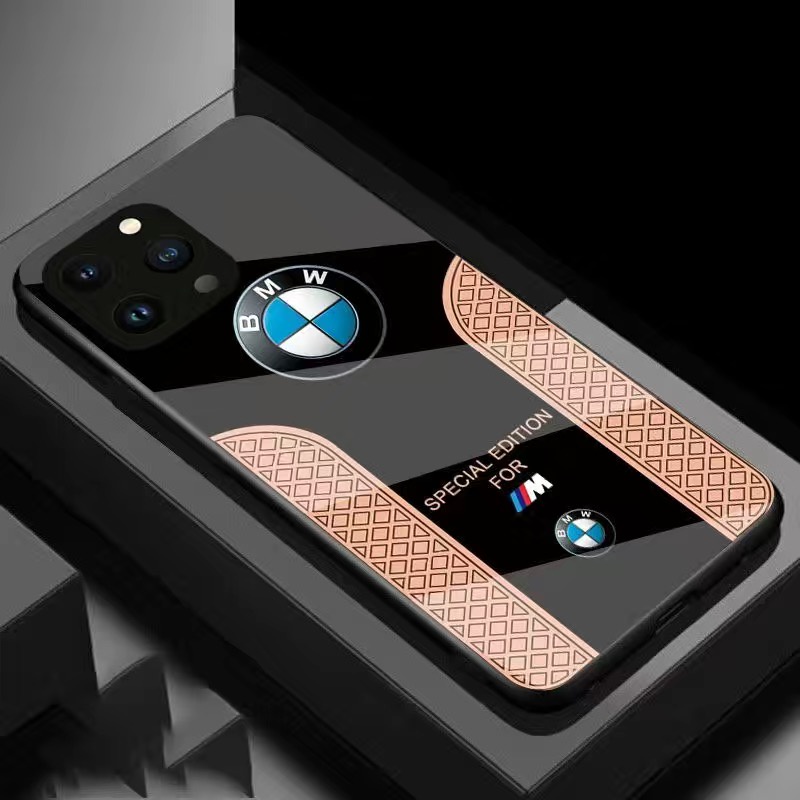 熱銷手機保護殼碳纖維玻璃硬 BMW 手機殼適用於 IPhone 14 Pro Max 13 12 Mini 11 X X