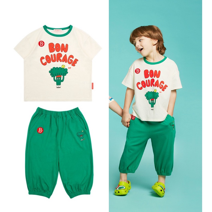「正品」IRIS KIDS 韓國設計IKS2301-IKP2301 花椰菜上衣綠色純棉長褲童裝