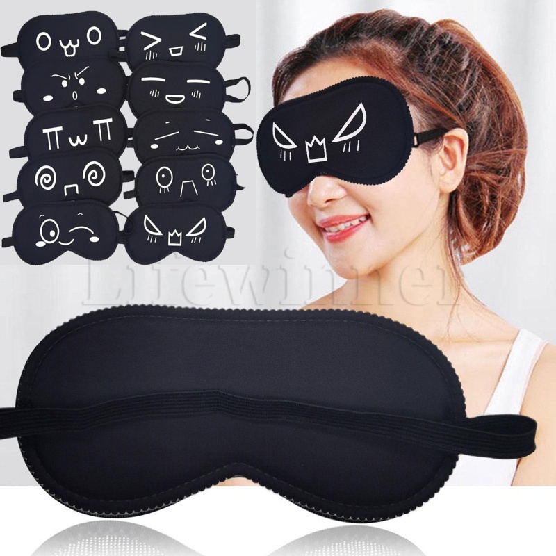 遮光眼罩便攜旅行創意卡通臉情緒表情睡眠面膜護眼搞笑透氣
