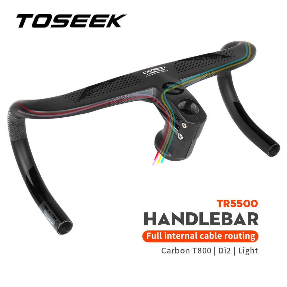 Toseek TR5500 全內走線公路自行車車把 T800 碳纖維一體式車把 Di2 帶自行車電腦支架