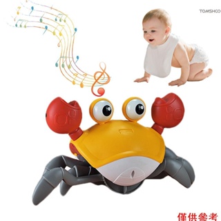 爬行蟹玩具嬰兒玩具帶音樂和燈光俯臥時間玩具幼兒男孩女孩互動音樂玩具自動避障 USB 可充電【13】【新到貨】