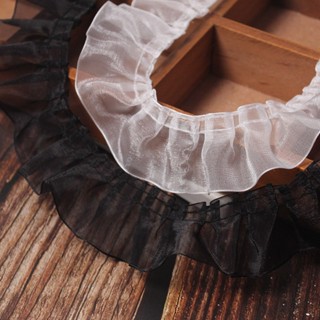 【1m】白色黑色蕾絲飾邊荷葉邊絲帶服裝服飾工藝用品裝飾服裝DIY縫紉配件JY