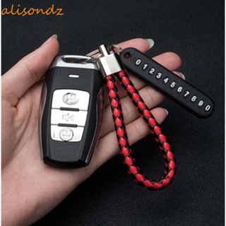 ALISOND1 電話號碼鑰匙鏈創意皮錶帶手工編織防遺失系索鑰匙圈