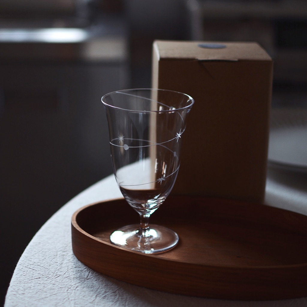 {不晚} 水晶玻璃杯 小高腳 甜酒杯 飲料杯 人工手刻 現代簡約 星軌玻璃杯 果汁咖啡杯 高腳杯