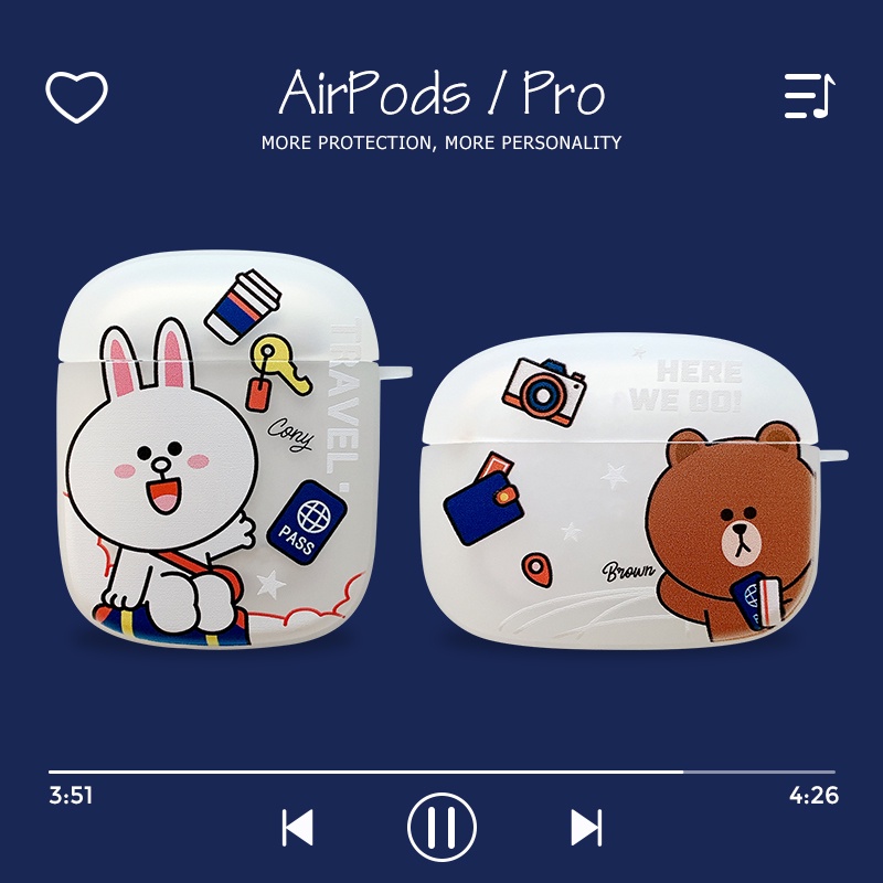 可愛卡通棕熊圖案耳機保護套適用於 AirPods 1 2 3 Pro 2 INS 風格矽膠啞光外殼 AirPod Pro