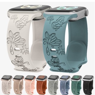 矽膠運動錶帶雕刻錶帶相容 Apple Watch Ultra 2 49mm 46mm 45mm 44mm 42mm 系列