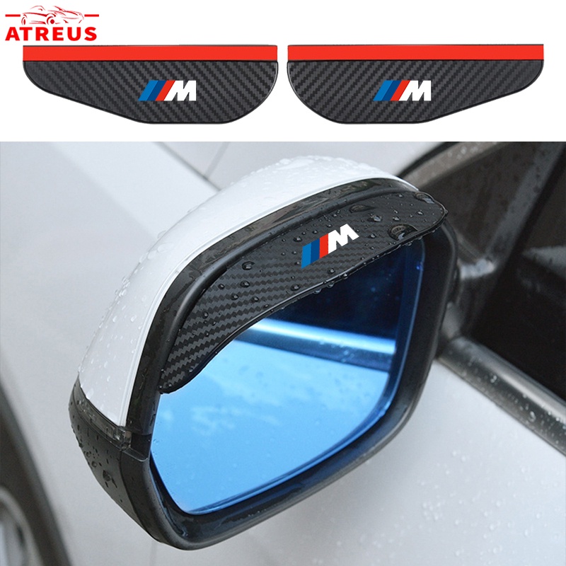 2 件裝 BMW M 碳纖維汽車後視鏡雨眉防雨罩適用於 E36 E46 E30 E90 F10 F30 E39 E60