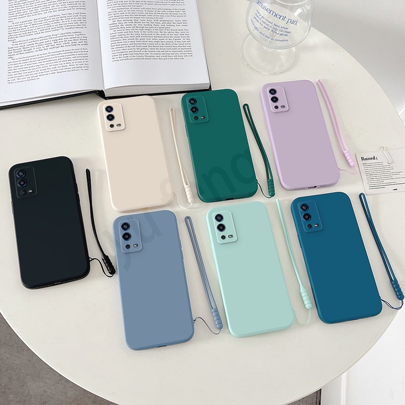 Oppo Case A57 2022 A77S 液態矽膠 A57 2022 A77S 實心手機殼軟殼+手機掛繩