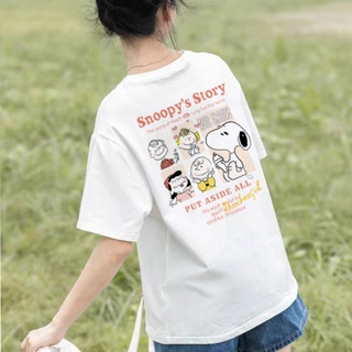 史努比純棉短袖 SnoopyT恤女 夏季2023新款 韓版ins 寬鬆 慵懶風 顯瘦上衣