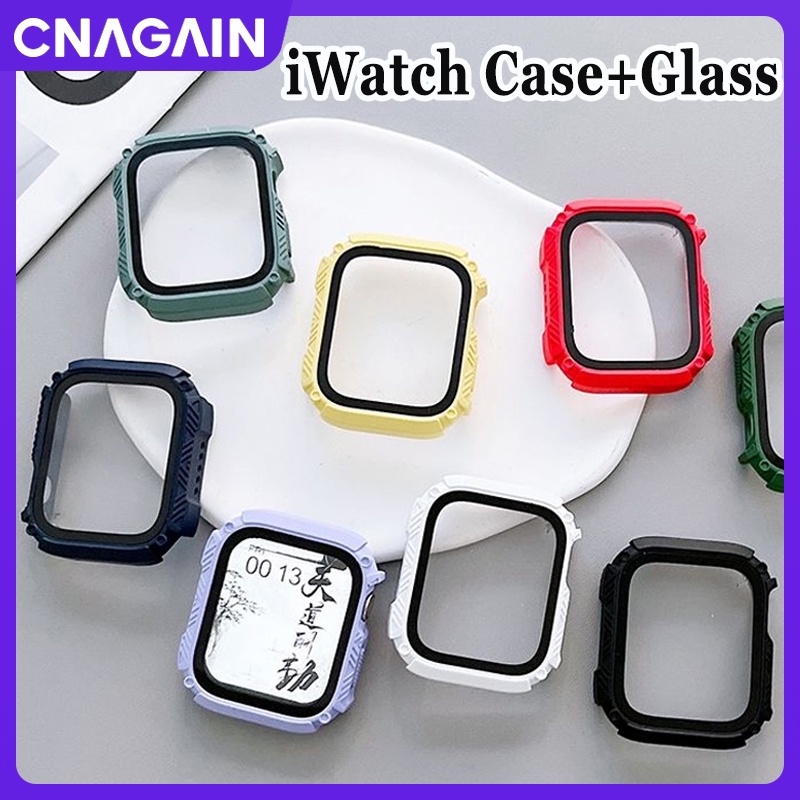 Cnagain 適用於 Apple Watch 45 毫米 41 毫米 44 毫米 40 毫米屏幕保護殼、智能手錶防護面