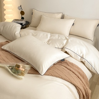 親膚水洗棉磨毛麻繩滾邊床包組 極簡系列素色床單 床罩 床包四件組 單人 雙人加大床包組