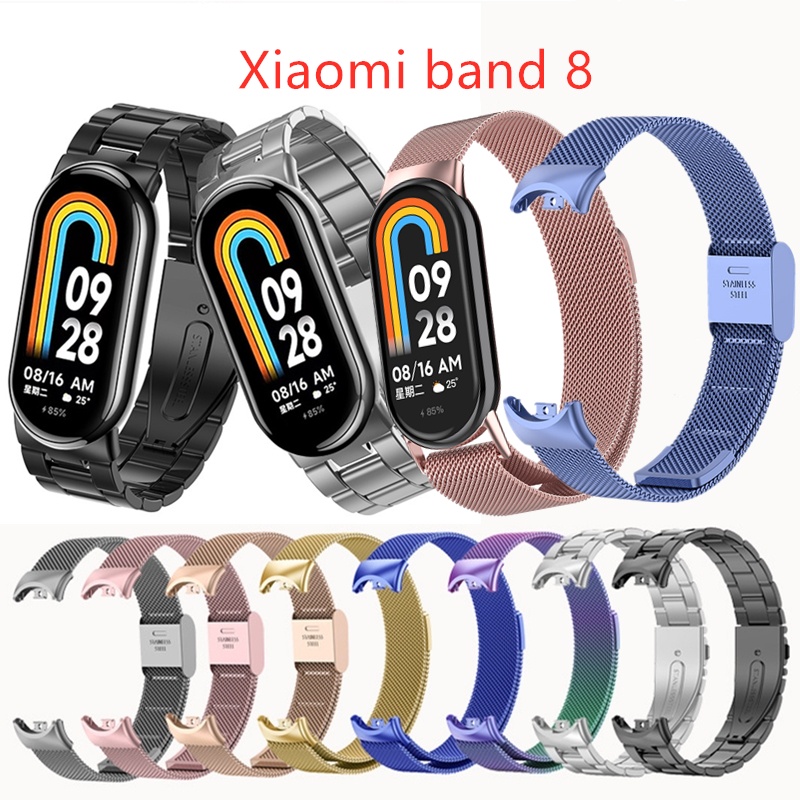 XIAOMI 適用於小米手環 8 運動腕帶 Miband 8 配件的不銹鋼錶帶