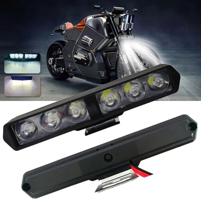 2 件裝 DRL 閃光燈 6LED 摩托車頭燈聚光燈輔助高亮度燈電動車踏板車摩托車改裝燈泡