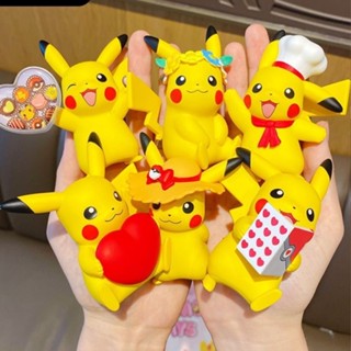 ❤現貨❤精靈寶貝神奇寶貝萌萌皮卡丘手辦公仔皮卡丘甜筒皮卡丘冰淇淋 模型手辦盲盒玩具汽車用桌面小擺件