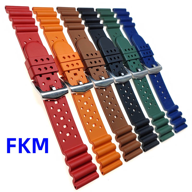SEIKO 高級 FKM 氟橡膠錶帶矽膠錶帶 18 毫米 20 毫米 22 毫米 24 毫米錶帶適用於精工 5 潛水員金