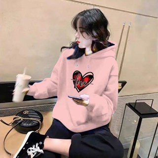 長袖連帽上衣女生衣服韓版大學T女2023秋冬新款顯瘦長袖T恤女生百搭寬鬆連帽大學T長袖 大尺碼女裝學生印花帽T上衣