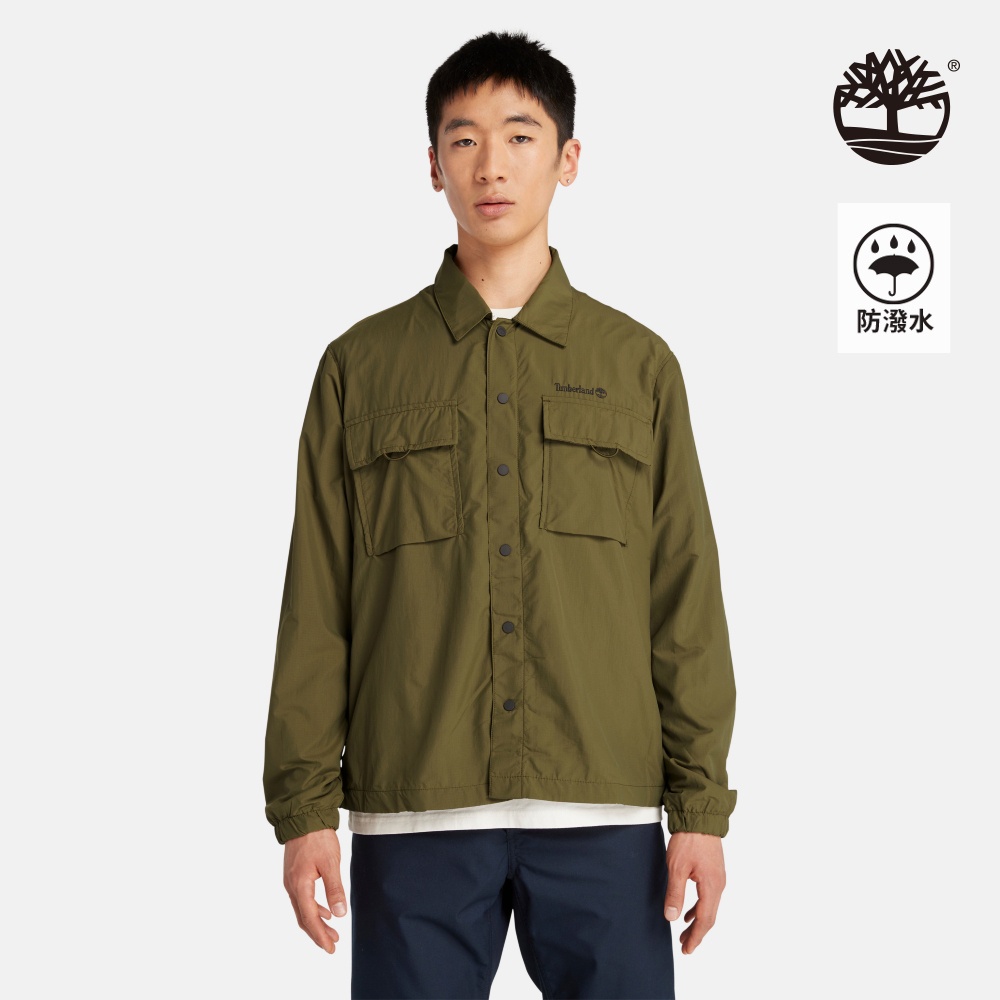 Timberland 男款深橄欖色防潑水襯衫外套|A2NFJ302