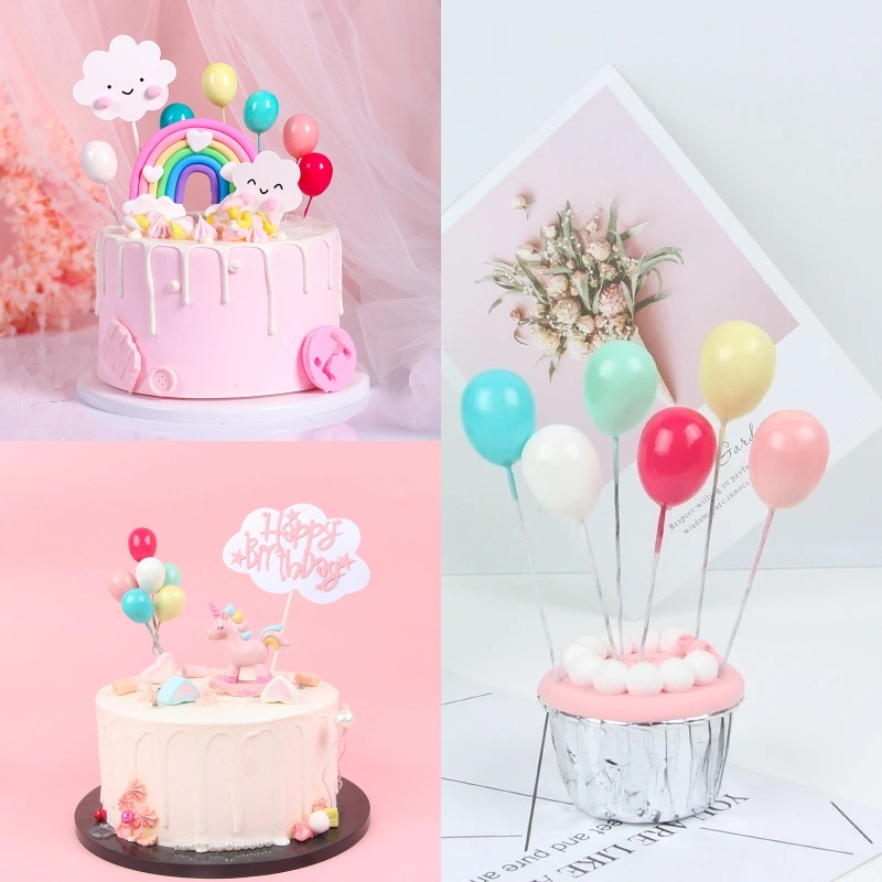 6 件/批泡沫氣球混合顏色蛋糕裝飾生日快樂蛋糕裝飾嬰兒淋浴裝飾婚禮派對蛋糕裝飾