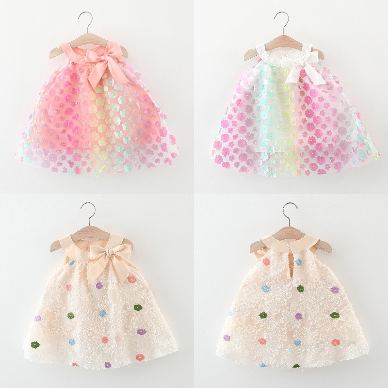 嬰兒連衣裙夏季公主裙女嬰可愛蝴蝶網紗連衣裙兒童衣服