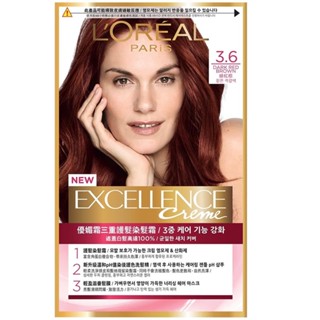 LOREAL PARIS 巴黎萊雅優媚霜三重護髮染髮霜 3.6 緋紅棕