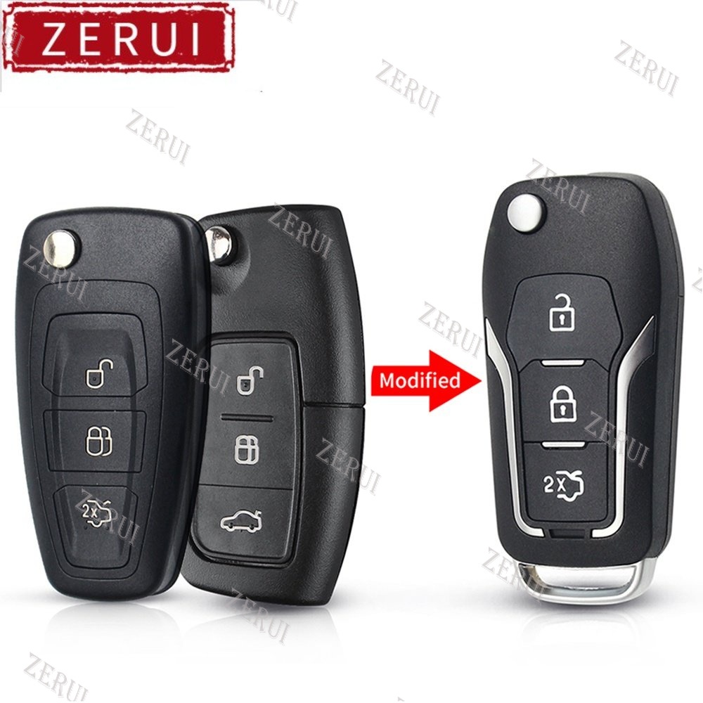 Zr 適用於福特蒙迪歐福克斯 Fiesta C Max s Max Galaxy Fob Keyless 3 按鈕改裝翻