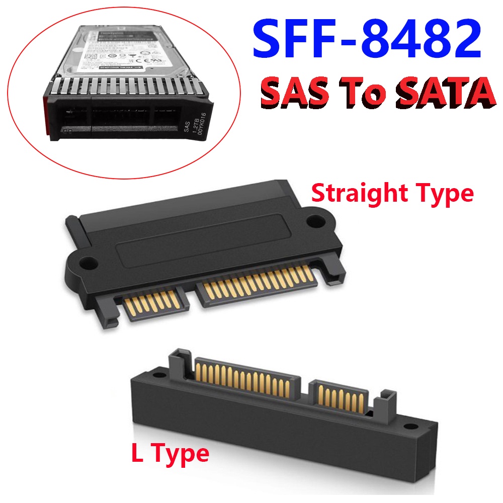 【現貨】SFF-8482 Sas 轉 SATA 22Pins 直型 L 型角適配器主板 SAS 硬盤