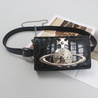 Vivienne Westwood 新款小眾設計斜挎包鱷魚紋漆皮小包腰包便攜鏈條包