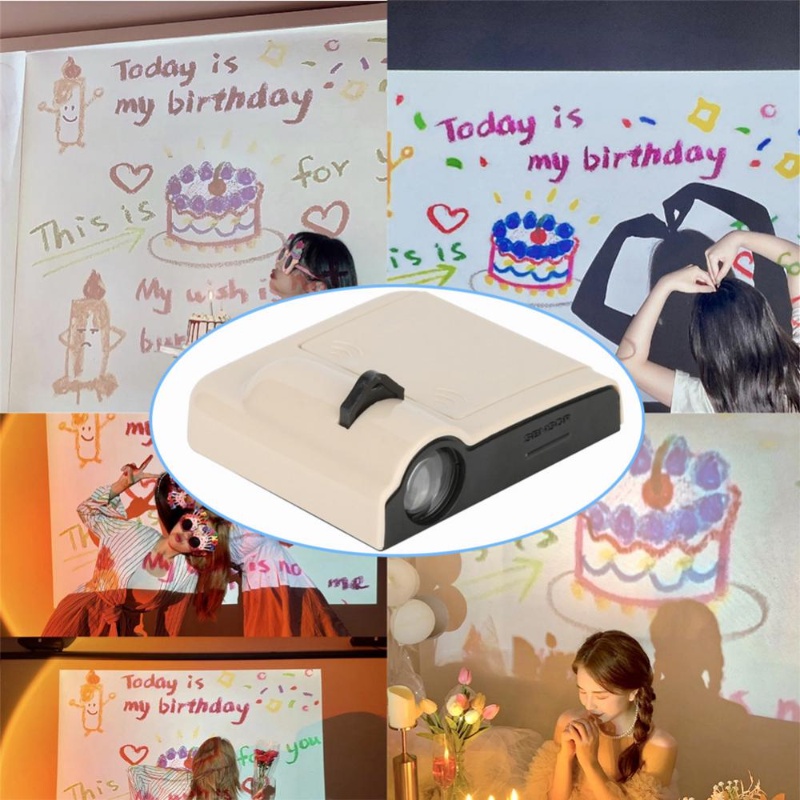創意迷你生日快樂投影儀投影機照片背景投影燈投影儀照片道具創意生日照片生日派對用品