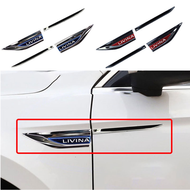 NISSAN 1 套不銹鋼車門擋泥板金屬側標誌貼紙(左右)適用於日產 livina Grand livina L10 L