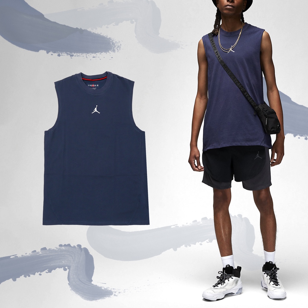 Nike 背心 Jordan Sport 男款 藍 喬丹 快乾 無袖 小LOGO 經典款【ACS】 DM1828-410